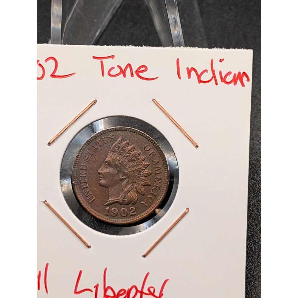 1902 Indian Head Cent Toned Vintage United States Bronze Penny Coin